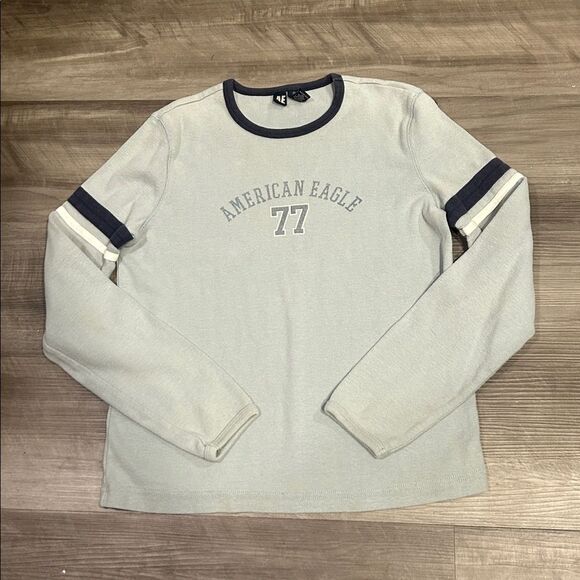 American Eagle Outfitters Tops - Vintage American Eagle Outfitters Y2K Women’s Blue LS Crewneck Top XS